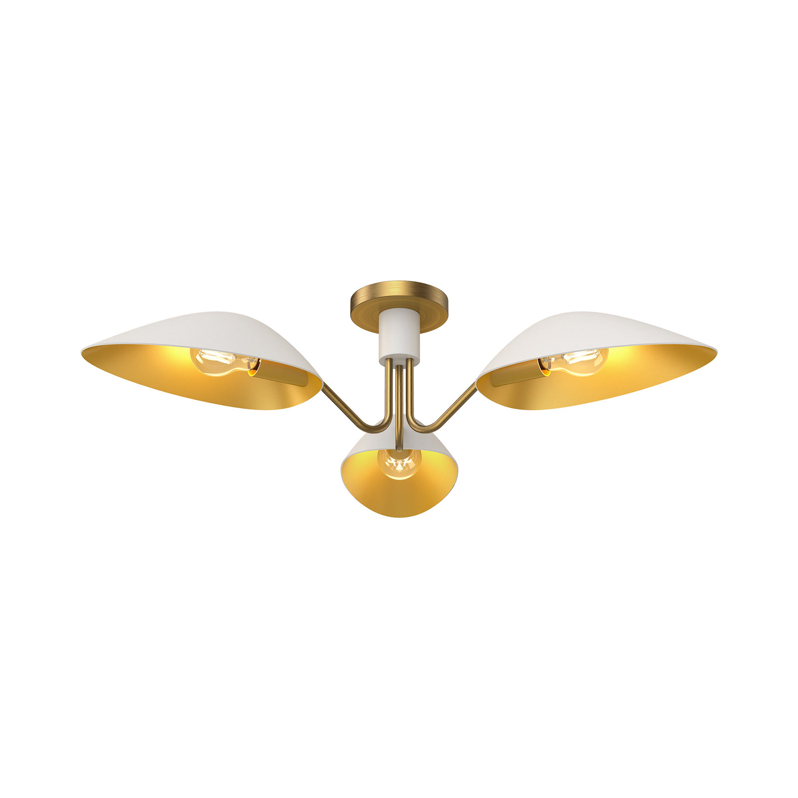 Raelle 3 Light Semi Flush Mount, White/Aged Gold