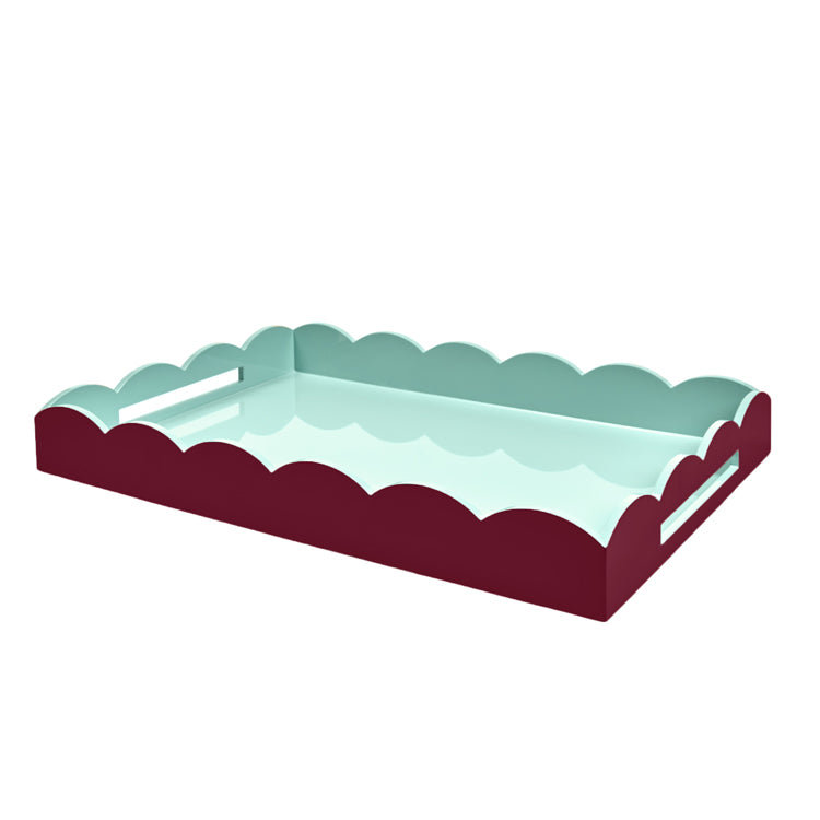 Plateau festonné 26 x 17, Cerise / Eau de