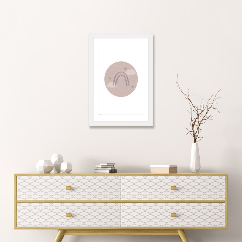 Décoration murale pour enfants, Papier encadré blanc, H 32 po x l 24 po x P 1 po