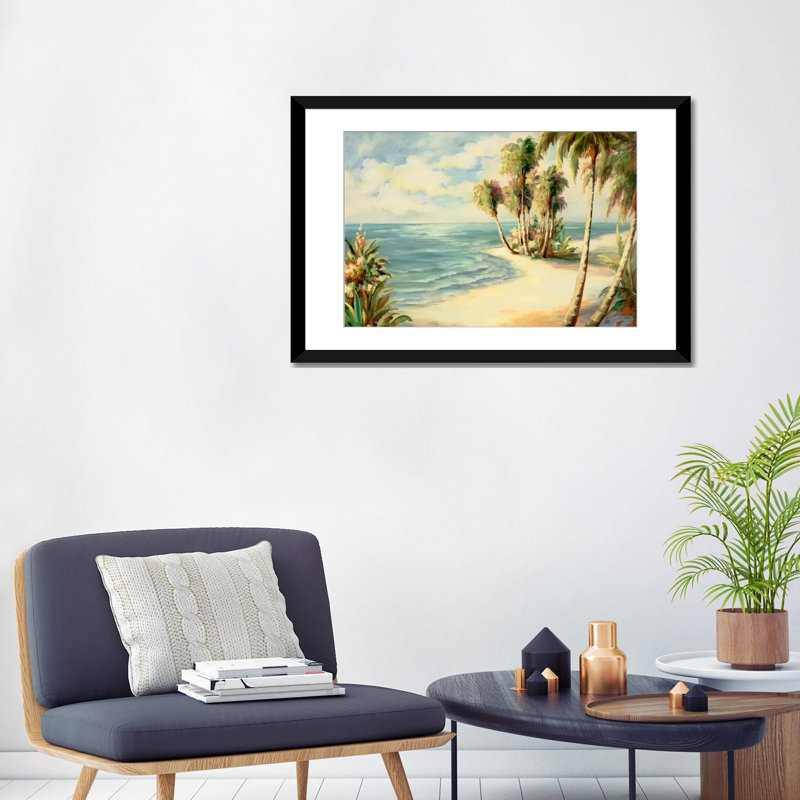 «Tropical VIII», reproduction sur toile, H 24 po x l 32 po x P 1 po, Papier d'art encadré noir, Blanc