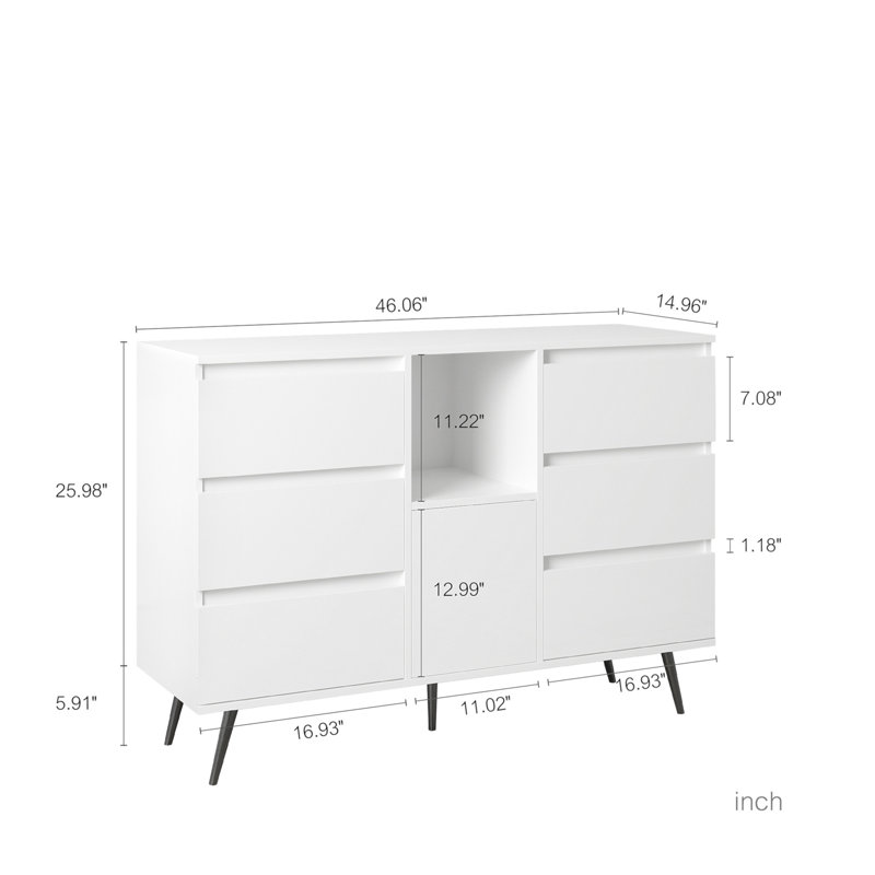 Modern White Gloss Sideboard Cabinet With Advanced LED Light And Powerful Storage