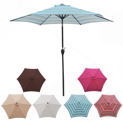 Parasol de terrasse de 2,74 m (rayures bleues)