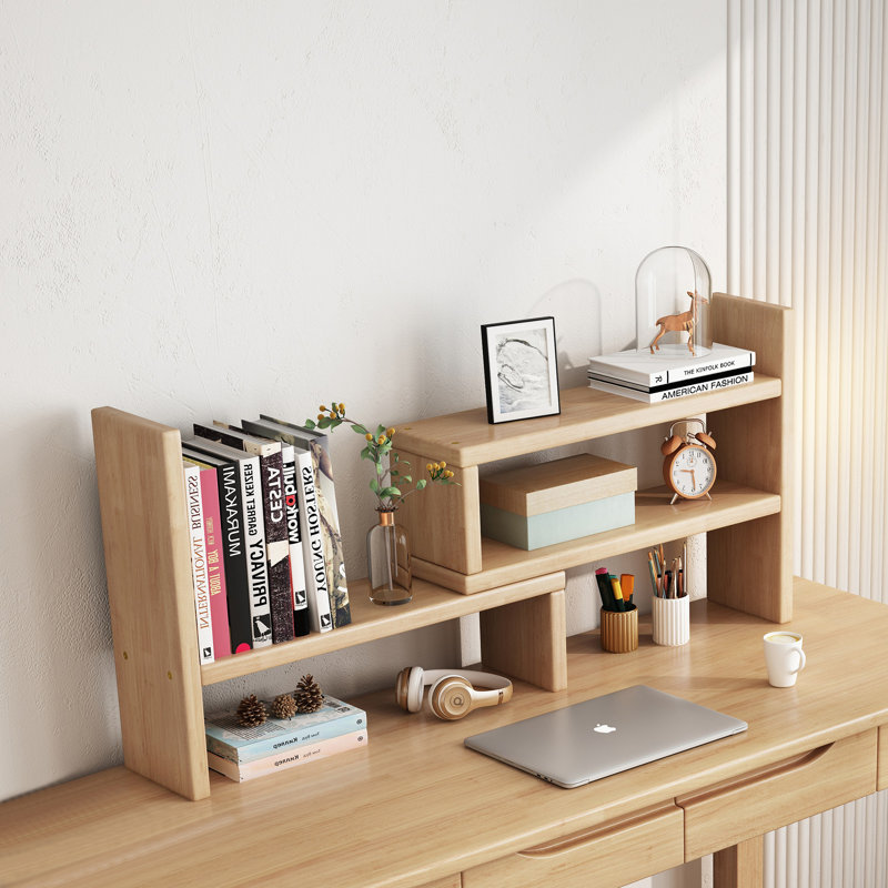Planada Solid Wood Desktop Organizer Stackable Desk Organizer Bookshelf, Nature