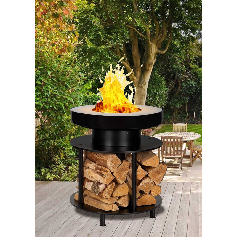 Janyla 65cm H x 56cm W Steel Wood Burning Outdoor Fire Pit