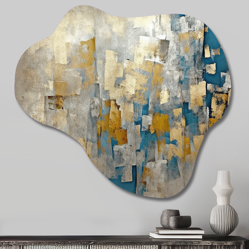 Iva - Art mural asymétrique en métal avec collages abstraits, H 25 po x l 28 po