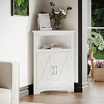 Corner Storage Cabinet, Small Corner Cabinet With Barn Door Design And Adjustable Shelf, Home Space Saver For Living Room, Bathroom, Kitchen, Bedroom by One Allium Way