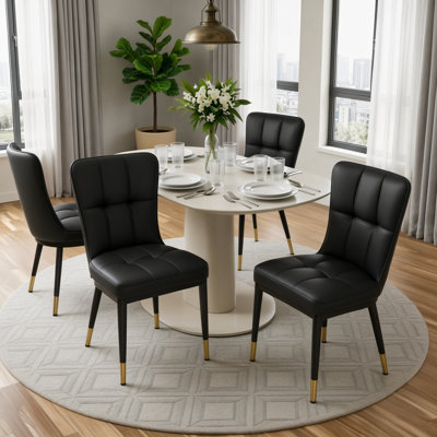 Modern Upholstered Dining Chair with Metal Frame