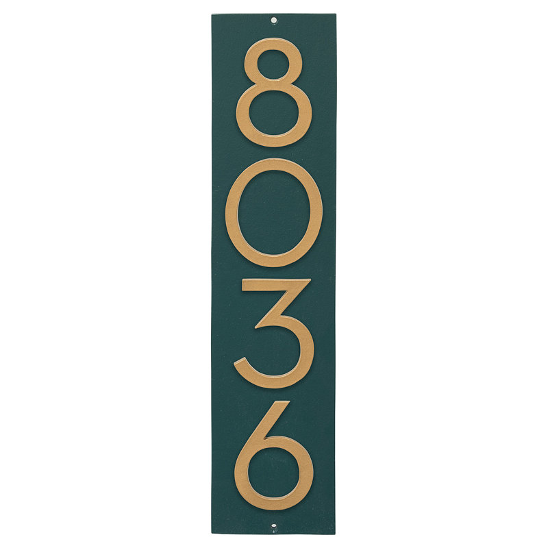 Floating Modern 3" Number Vertical Address Plaque (4 Digits), Hunter Green, Gold, Yes
