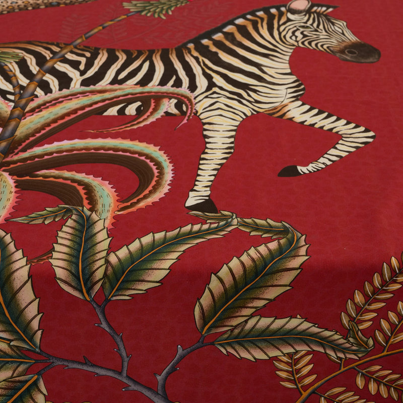 Tablecloth - Pangolin Park - Royal Red - Large - Cotton, 94'' L x 63'' W