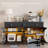  62.2" W Wide Sideboard Cabinet with LED Light and Adjustable Shelves, Modern Fluted Buffet Cabinet with 3 Drawers and Glass Door