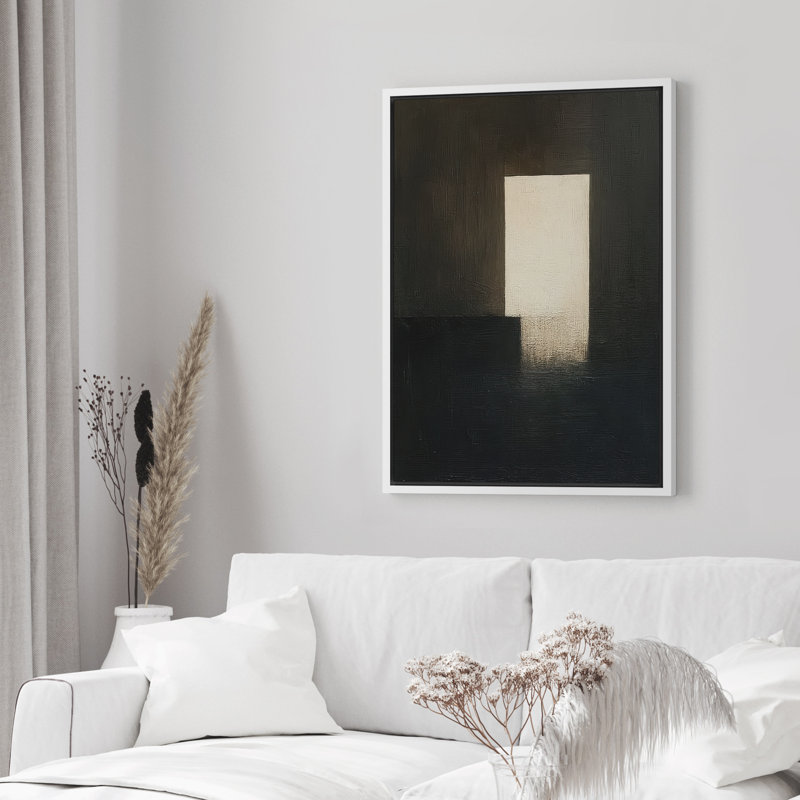 Reproduction d'art abstrait sur toile encadrée pour décoration intérieure moderne, H 24 po x l 16 po, Blanc
