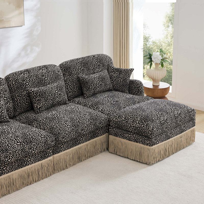 Canapé modulaire Chenille, H 34,6 po x l 100,3 po x P 33 po, Black/Khaki