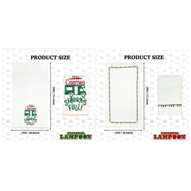National Lampoon's Christmas Vacation Kitchen Towels | 2-Pack | 100% Cotton 16x28 Dish Towels and Hand Towels | Griswold Christmas Decor Gift (Sh!t Full  / Lights)