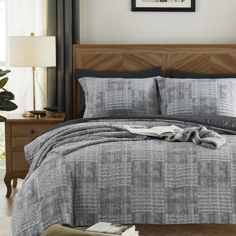 Ensemble d'édredon surdimensionné gris anthracite MaiRêve