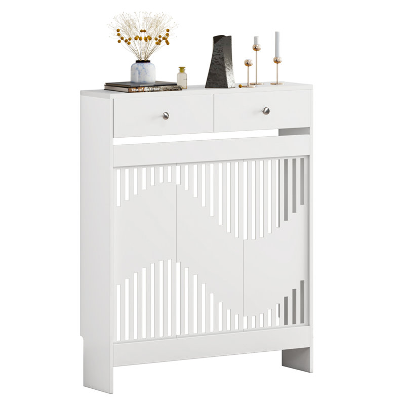 Radiator Cover With Drawers, Modern Mdf Wood Cabinet Shelf Heating Cover For Living Room Bedroom Hallway, White