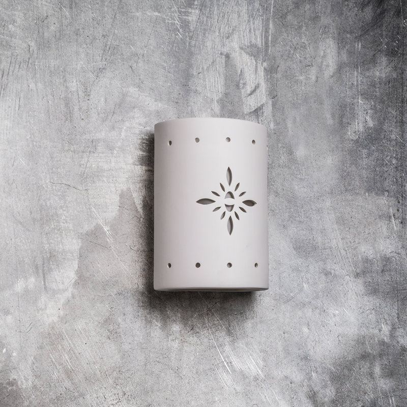 Ninamarie Ceramic Outdoor Wall Light, LED Bulb Included, White, 10.5" H x 7.5" W x 4" D
