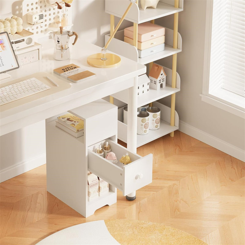 25cm W Manufactured Wood Bedside Table, White