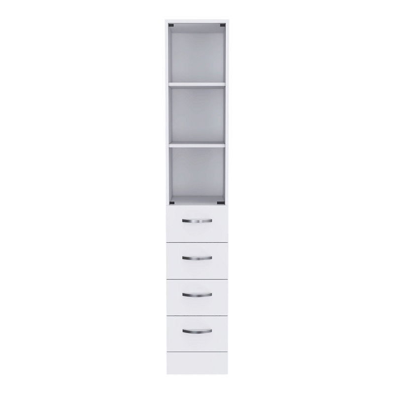 Armoire à linge 3 tiroirs 3 tablettes, Blanc