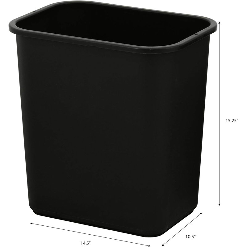 Corbeille poubelle à économie d'espace United Solutions, 7 gallons, paquet de 2, noir