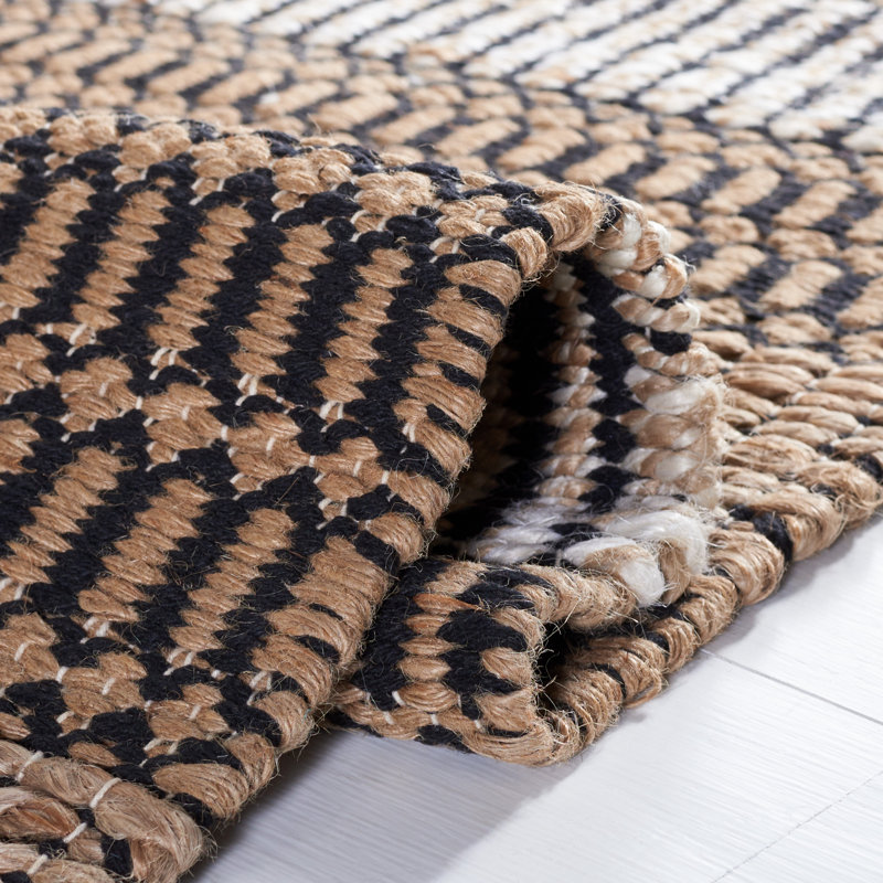 Rafael Geometric Flatweave Black/Natural Area Rug, Rectangle 9' x 12'