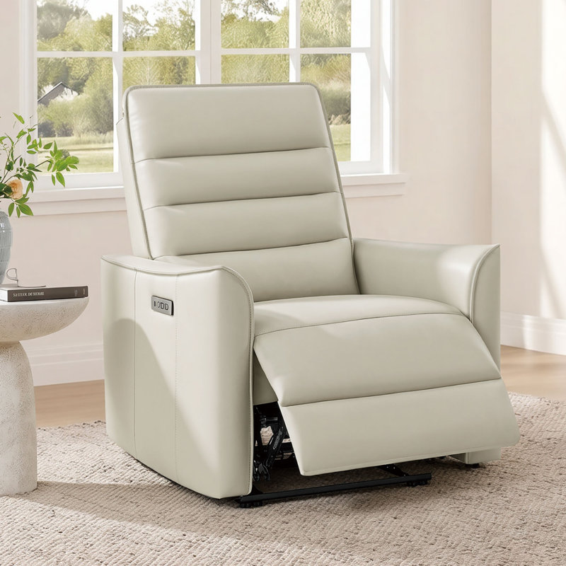 Fauteuil inclinable électrique de 33,5 po avec repose-tête mural et deux moteurs, Cremay Grey Faux Leather