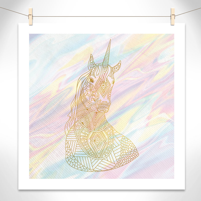 Unicorn Dreaming 1, art encadré, H 31 po x l 31 po x P 1 po, Papier