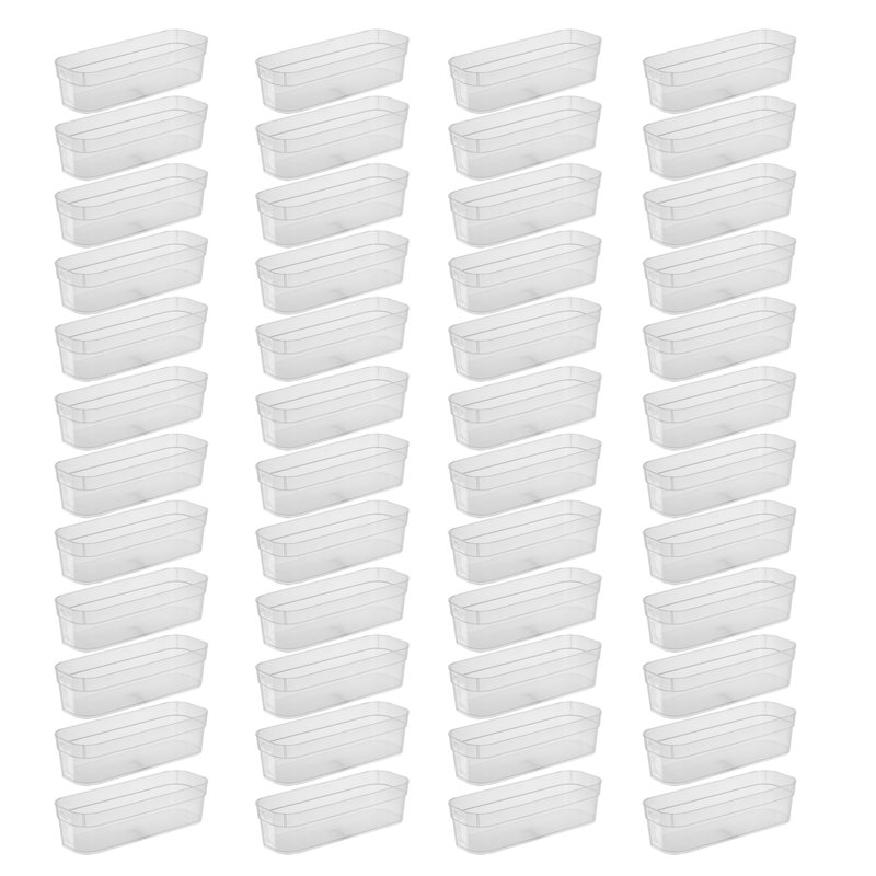 Sterilite Narrow Storage Trays for Desktop & Drawer Organizing, Clear (48 Pack)