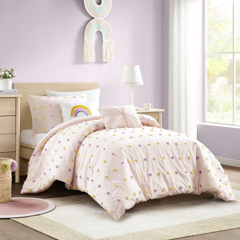 4 pièces édredon en coton rose pour lit simple / simple TG, rembourrage, lavable à la machine, facile à vivre, rose