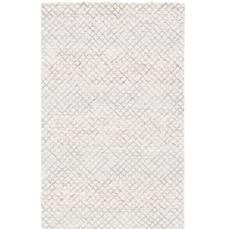 Tapis en laine touffeté à la main en coton ivoire / beige Diane, Tapis de couloir 2 pi 3 po x 9 pi