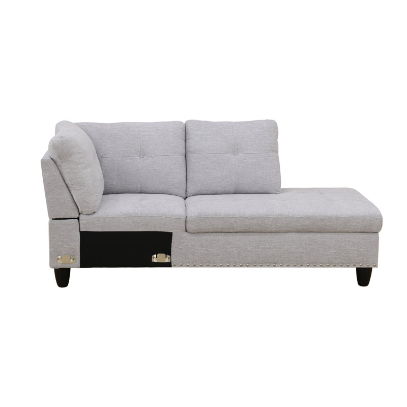 Ensemble de canapé de salon en flanelle droite et gris 2 pièces Echo