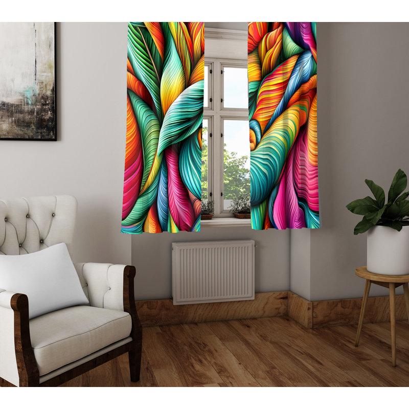 Paire de rideaux semi-transparents en polyester Diarmid, L 40 po x L 52 po