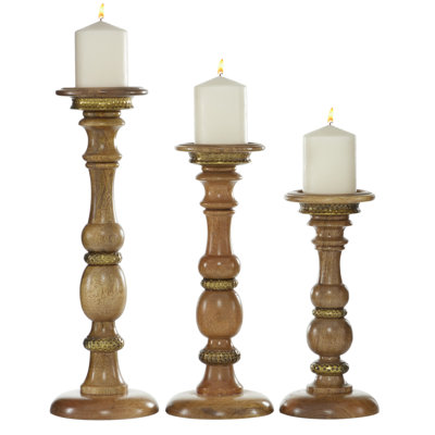 Lisette 17.95'' H Wood Tabletop Candlestick