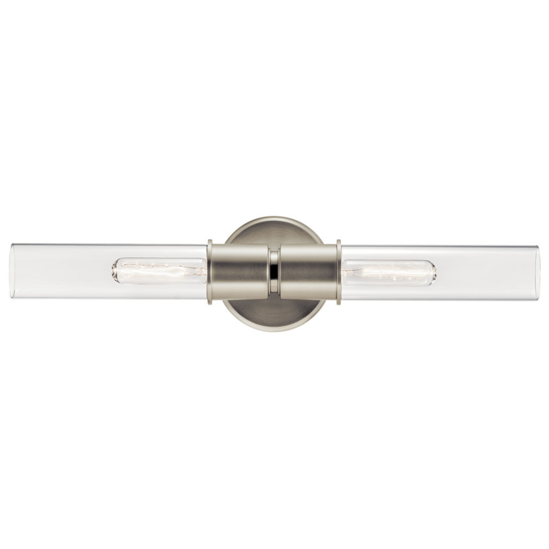 Applique murale 2 lumières 24 po avec verre transparent 24 po, Nickel