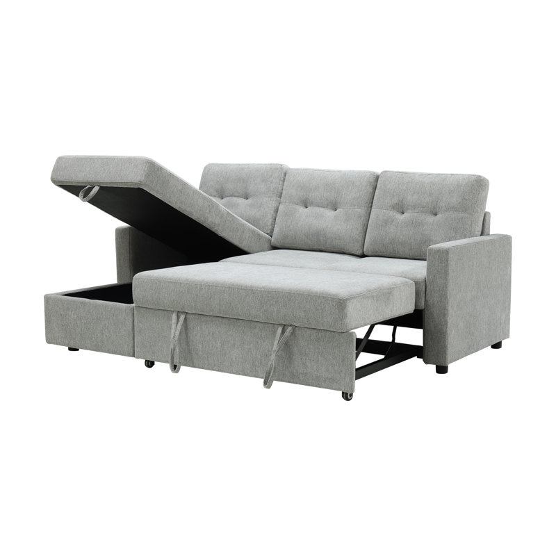 Kylie Upholstered L-Shaped Sectional Left Hand Facing, Gray Polyester