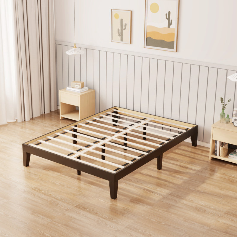 Solid Rubberwood Platform Bed, Espresso, Full