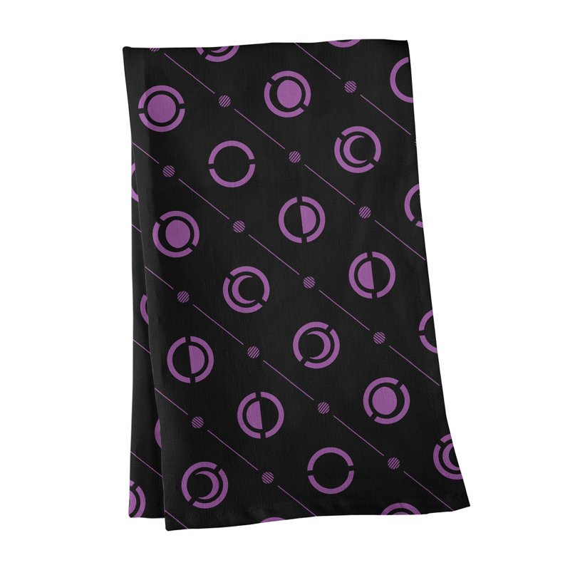 Torchon Moon phases, Noir / lilas, Croisé en coton