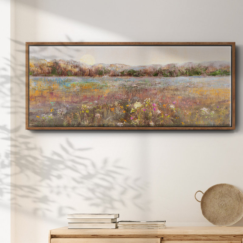 Meadow Moonrise- Framed Canvas, Noyer, H 20 po x l 50 po x P 1,5 po