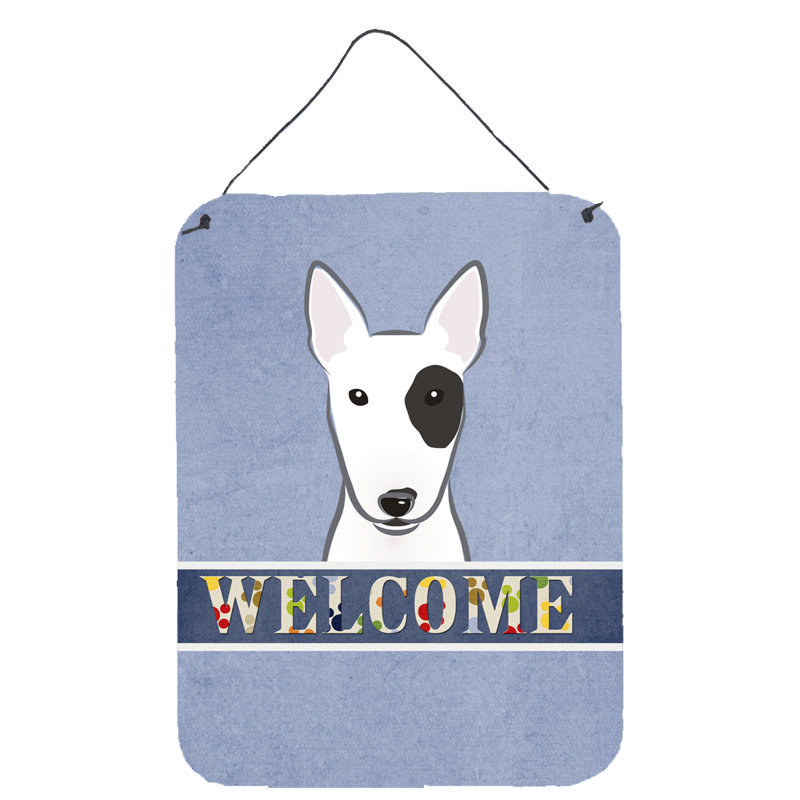 Bull Terrier Welcome by Denny Knight - Print on Metal, 8" H x 12" W x 0.02" D
