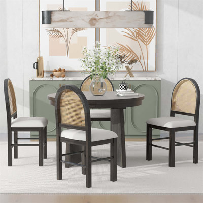 5-Piece Retro Functional Dining Set, 1 Extendable Table With A 16-Inch Leaf -  Bayou Breeze, 2A2A2DC54844420F8D6EEEEC158F6478