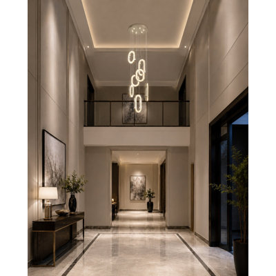 Modern LED Hanging Crystal Loop Chandelier