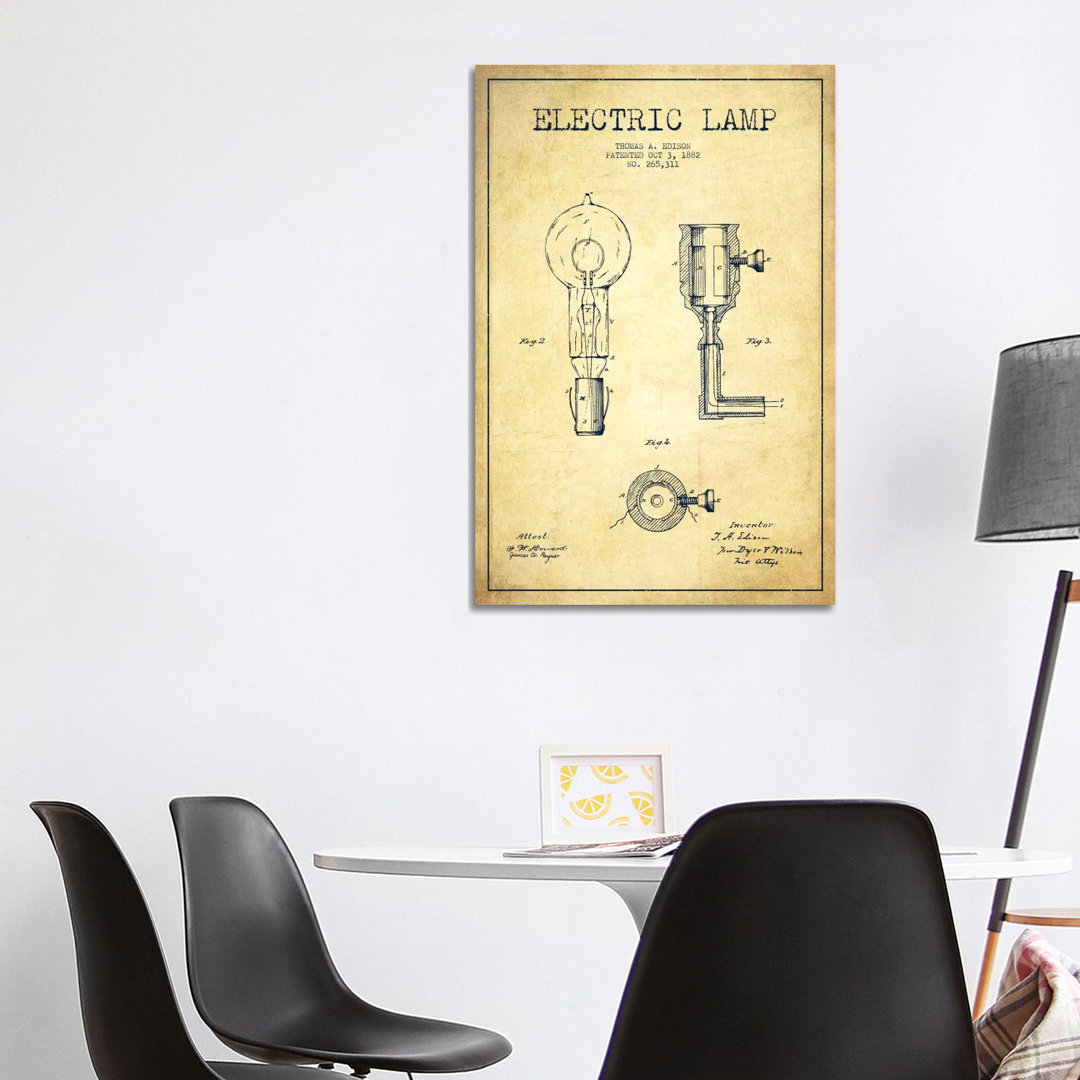 Electric Lamp Vintage Patent Blueprint by Aged Pixel - Gallery-Wrapped Canvas Giclée on Canvas