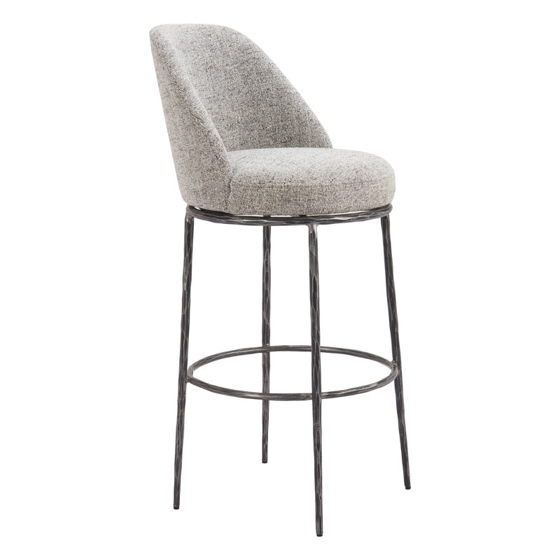 Tabouret de bar pivotant Crush, Gris / Noir, Tabouret de bar (hauteur de siège 31,5 po)