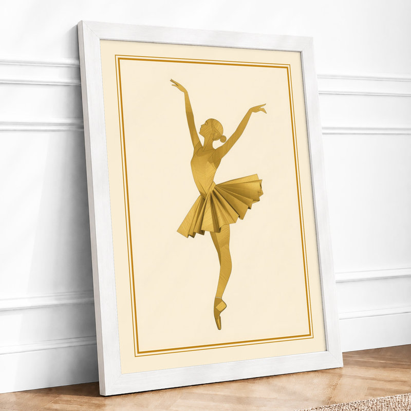 Golden Arabesque Art Deco - Framed Print, A2 - 59.4 x 42.0 cm, White