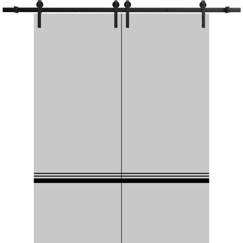 Porte de grange en bois massif massif, 60 po x 96 po, Gris mat