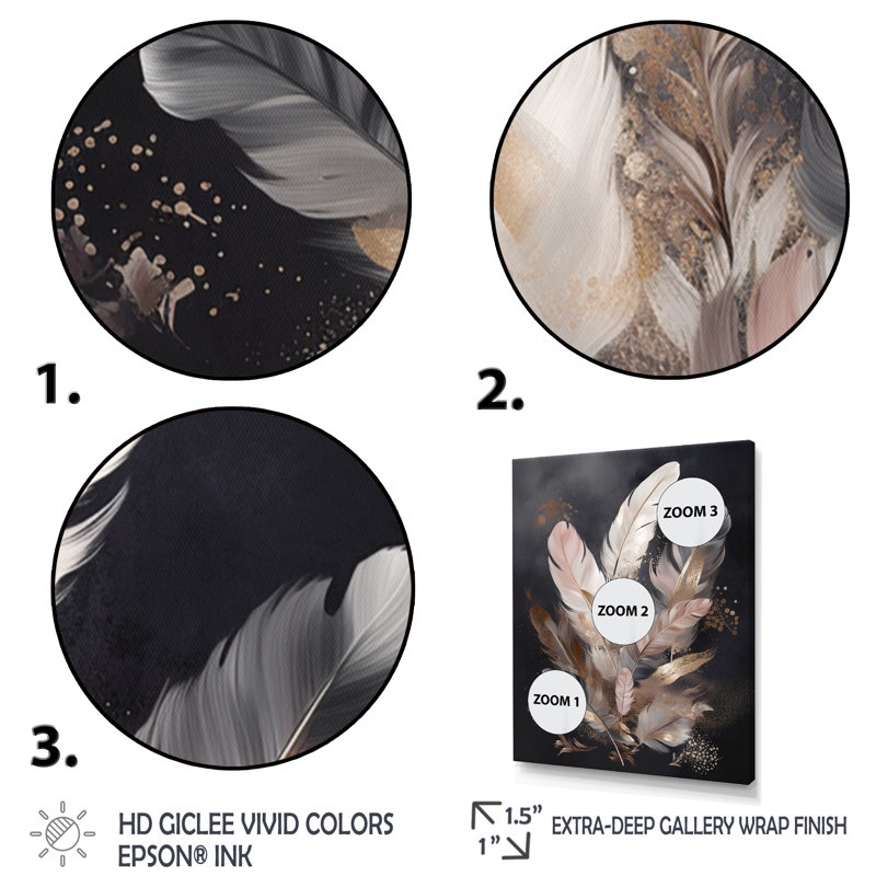 Plume d'or Rositza Wanderlust VII sur toile, H 44 po x l 34 po x P 1,5 po, Cadre flottant noir