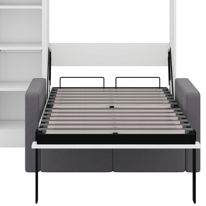 Lit escamotable simple avec canapé et tablettes