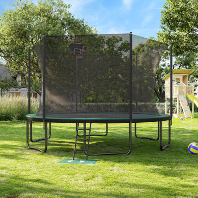 Songmics Round Backyard Trampoline with Safety Enclosure