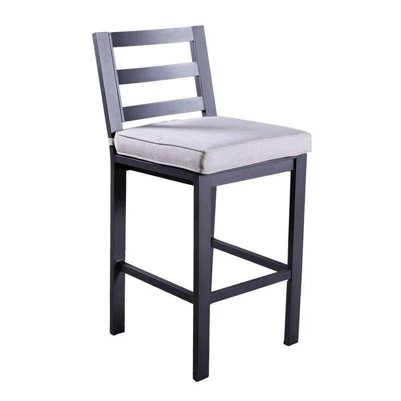 Outdoor Armless Aluminum Barstools With Cushion