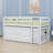 Loft Bed With Retractable Writing Desk And 4 Drawers, Loft Bed With Lateral Portable Desk And Shelves-1156262904-1156262907