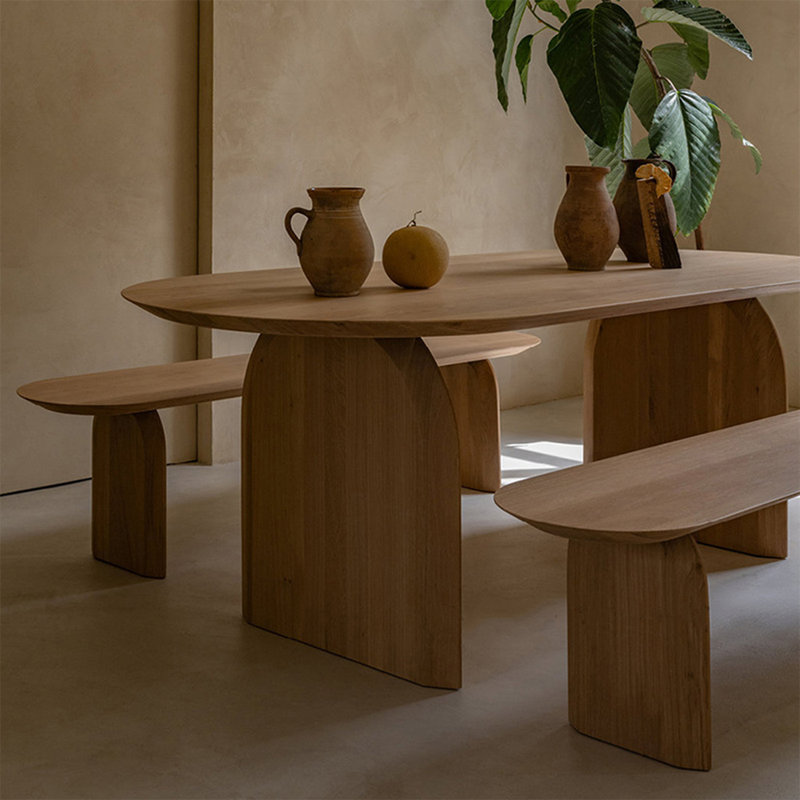 Table de salle à manger rectangulaire en bois massif brun, H 29,53 po x L 55,12 po x l 27,56 po, Brun